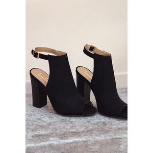 Lulus Budding Romance Black Suede Peep-toe Booties - Size 8